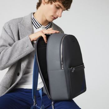 Lacoste Chantaco Colorblock Matte Stitched Leather Backpack Pánské - Batoh Šedé | CZ-81OWOj